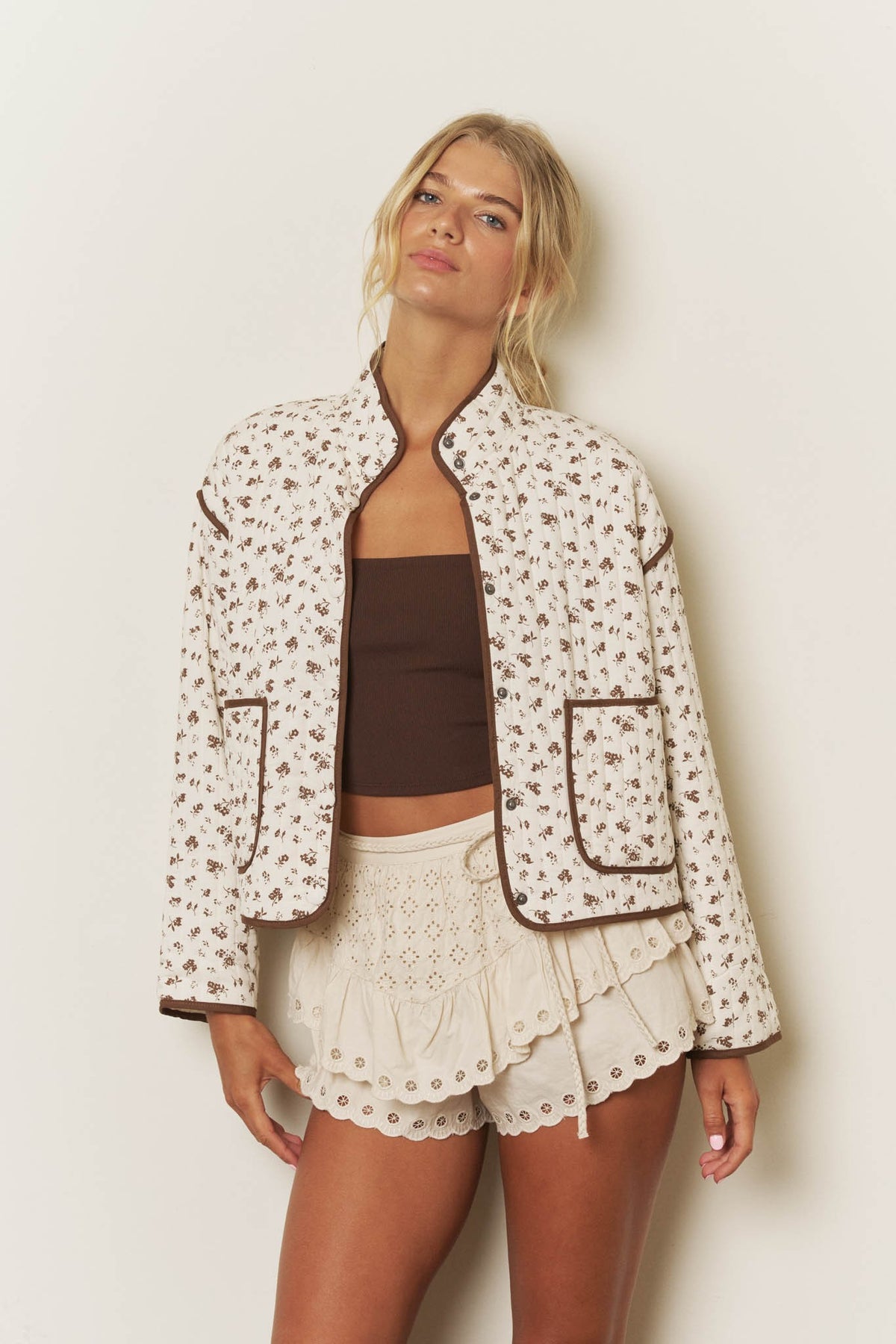 Floral Print Snap Button Jacket