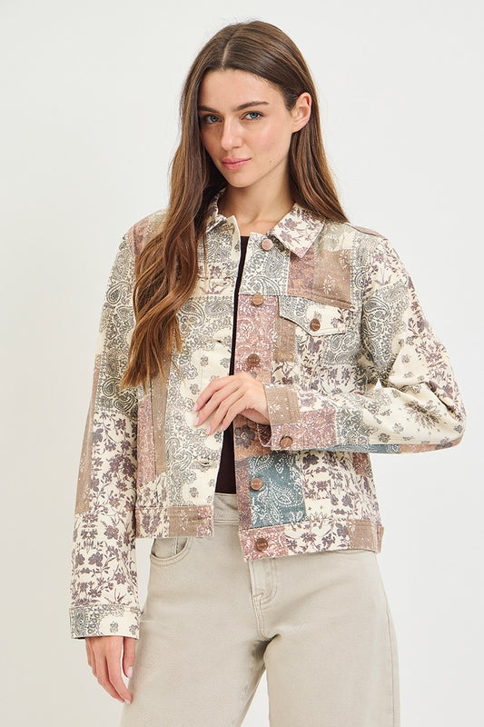 Paisley Print Denim Jacket