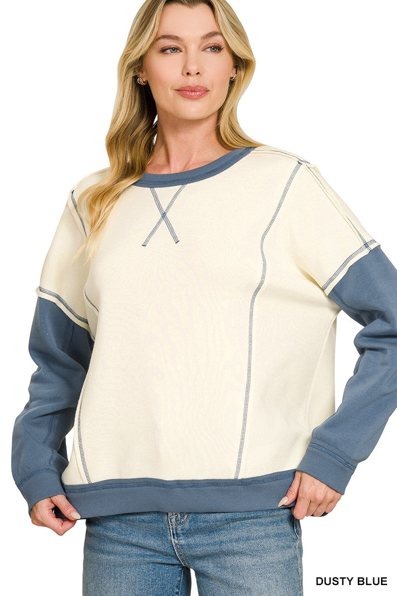 Fleece Colorblock Pullover