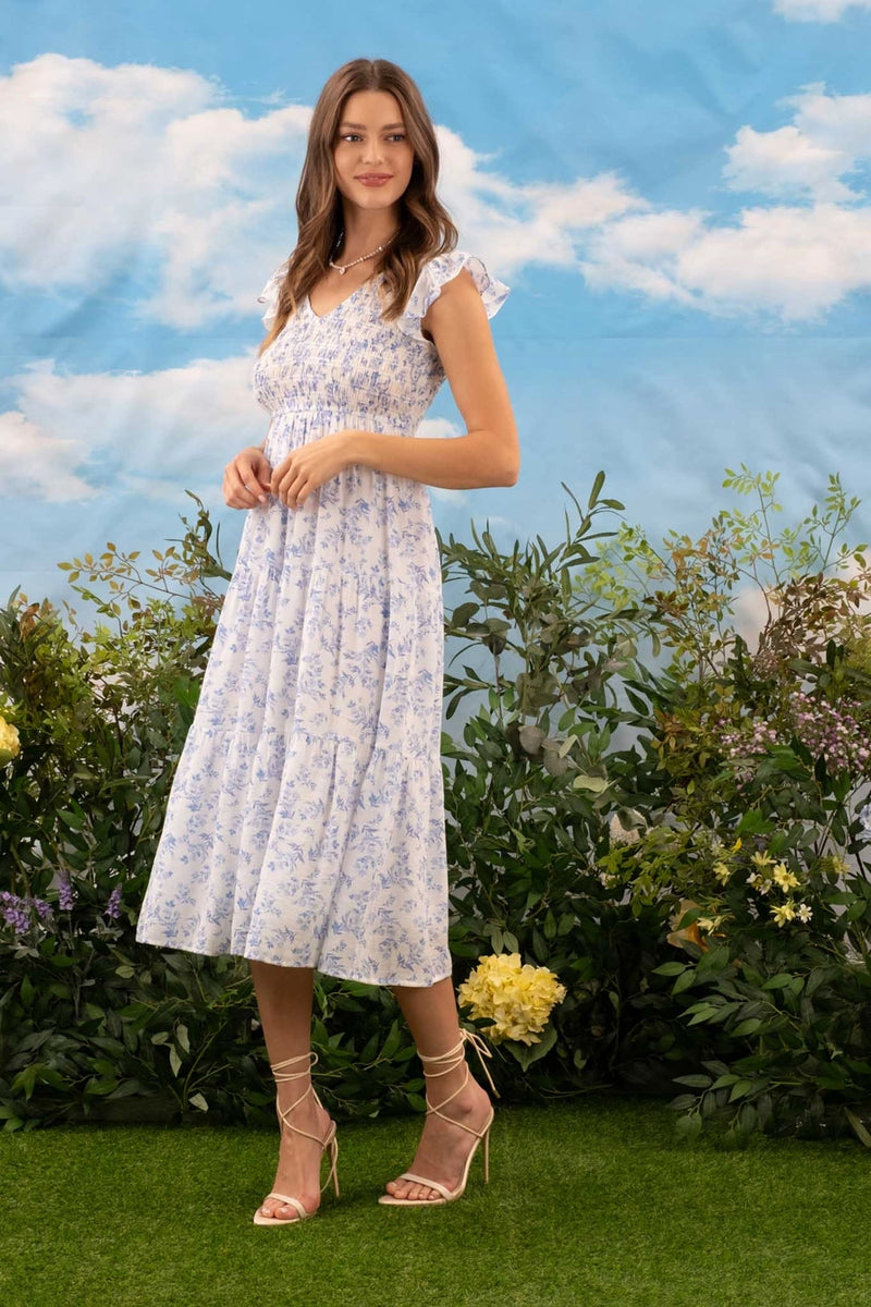 Floral Smocked Midi Dress