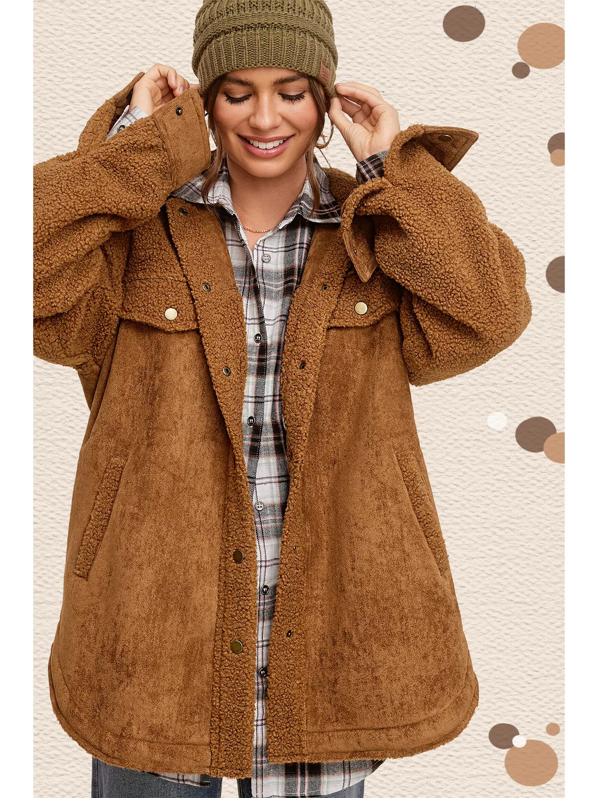 Faux Suede Button Down Jacket