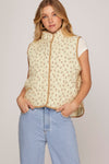 Floral Quilted Vest-Cream