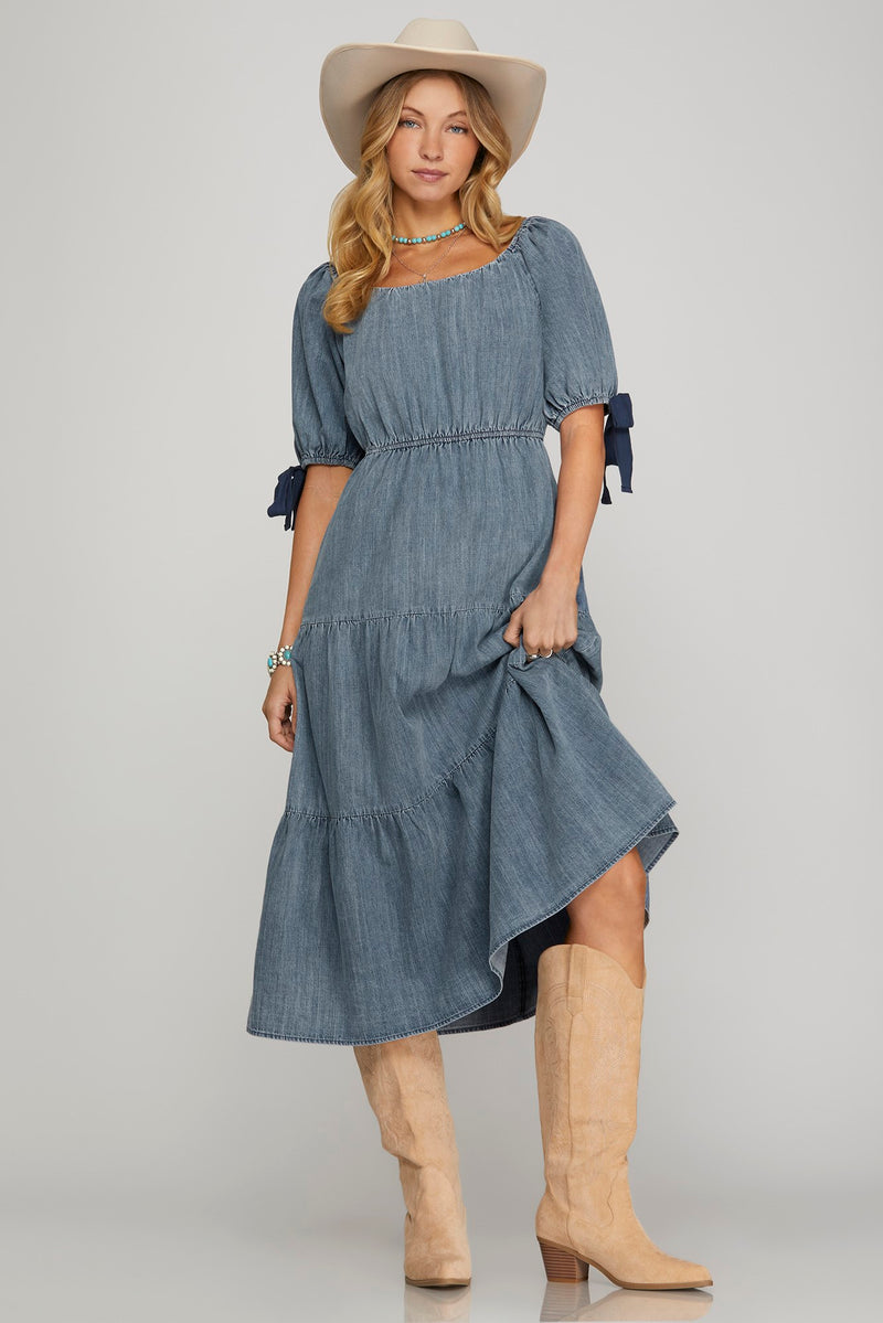 Denim Tiered Dress