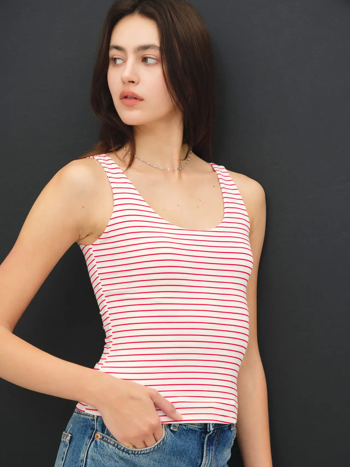 Double Lined Striped Tank
