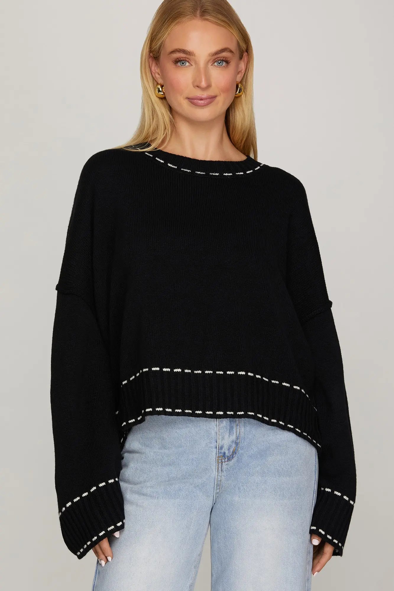 Black Stitch Detail Sweater