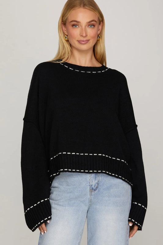 Black Stitch Detail Sweater