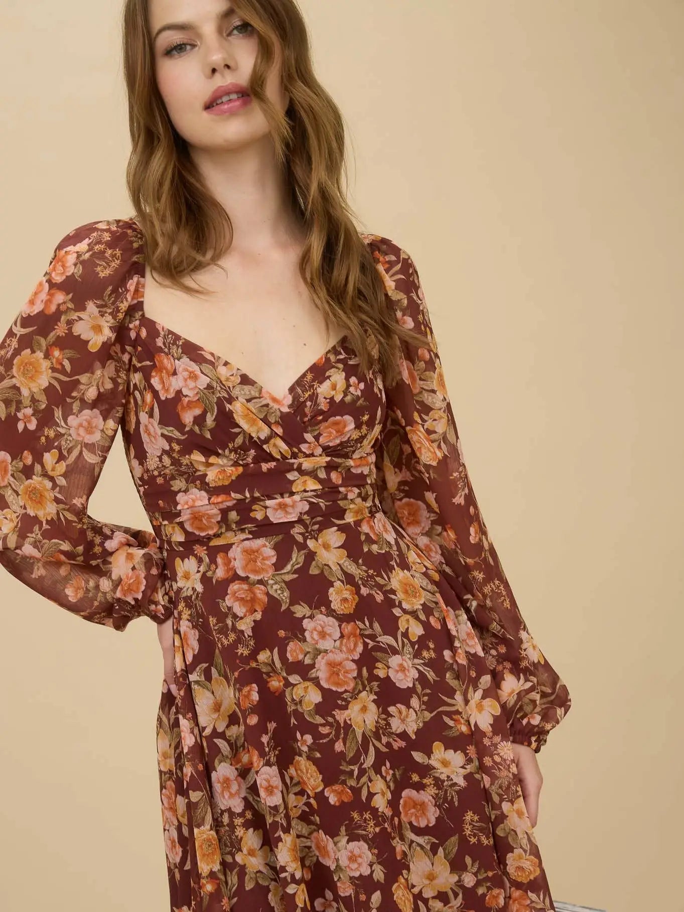 Floral Sweetheart Long Sleeve Mini Dress