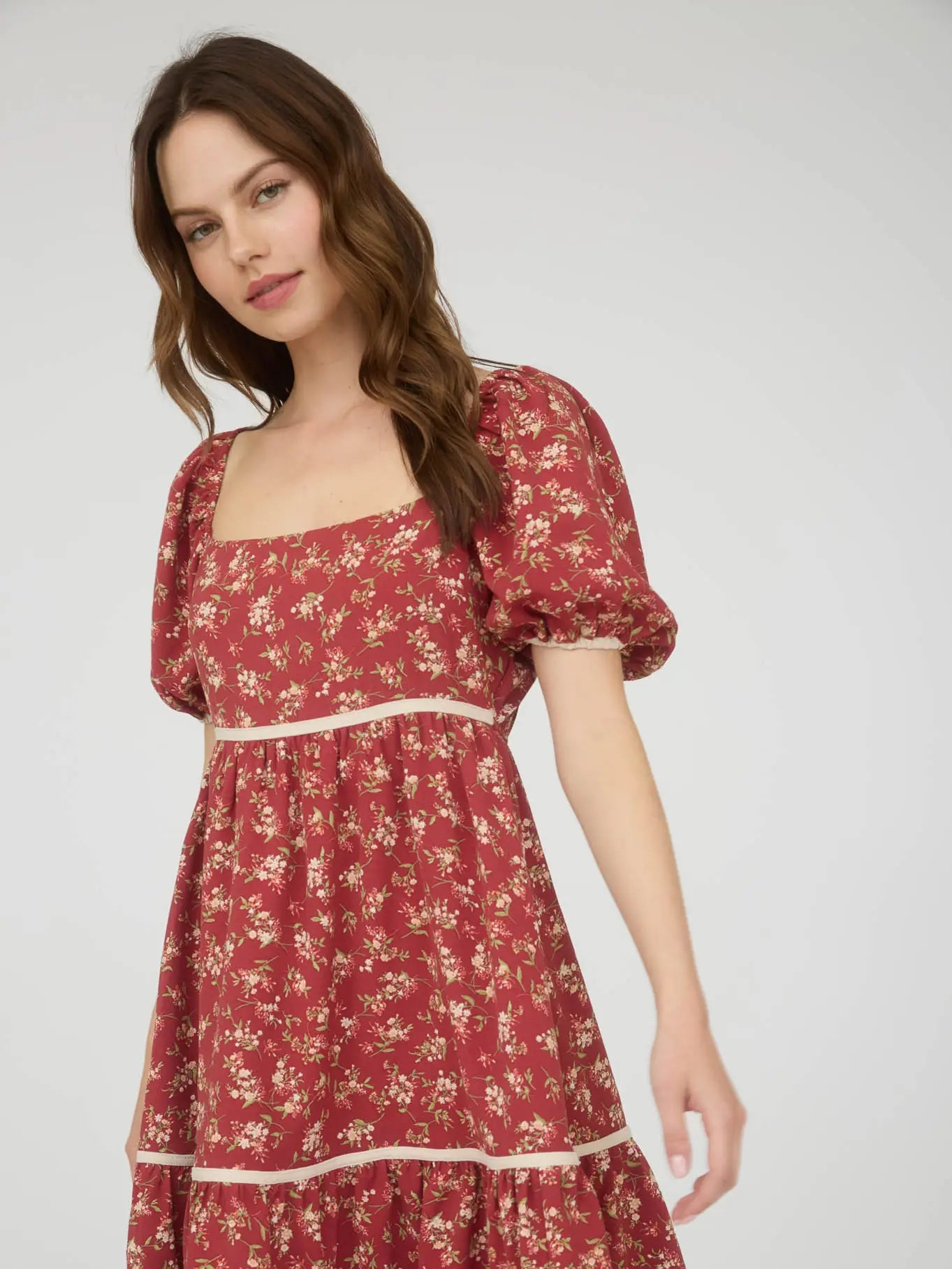 Floral Puff Sleeve Mini Dress