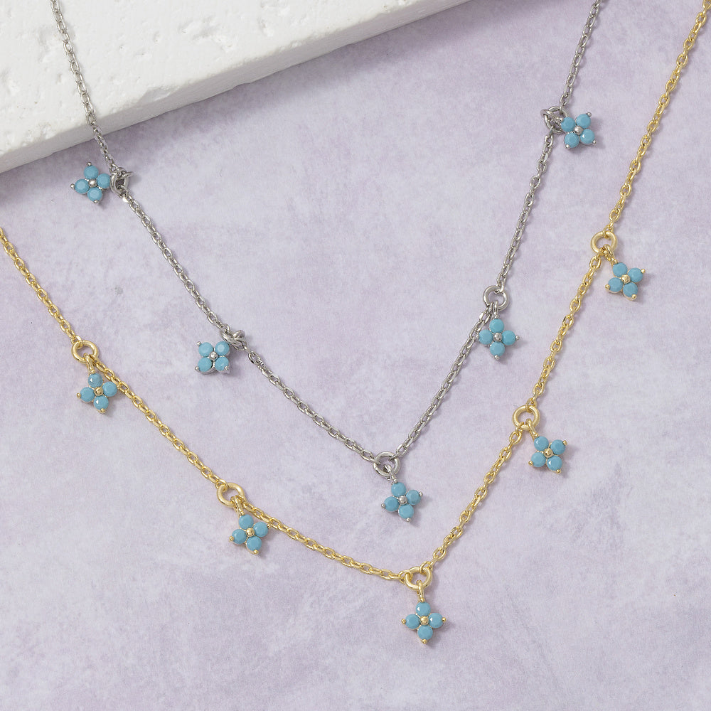 Silver Turquoise Floral Necklace