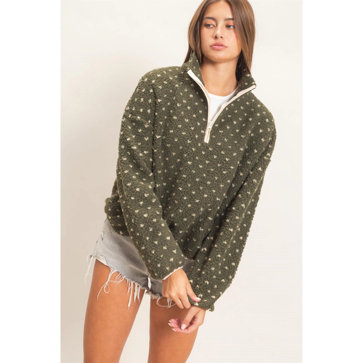 Polka Dot Sherpa Half Zip