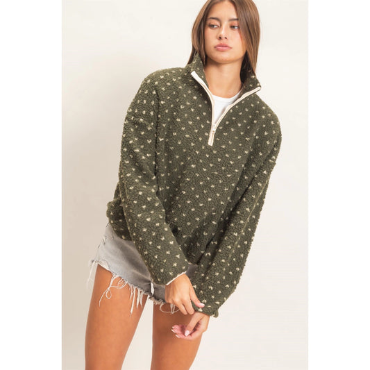 Polka Dot Sherpa Half Zip