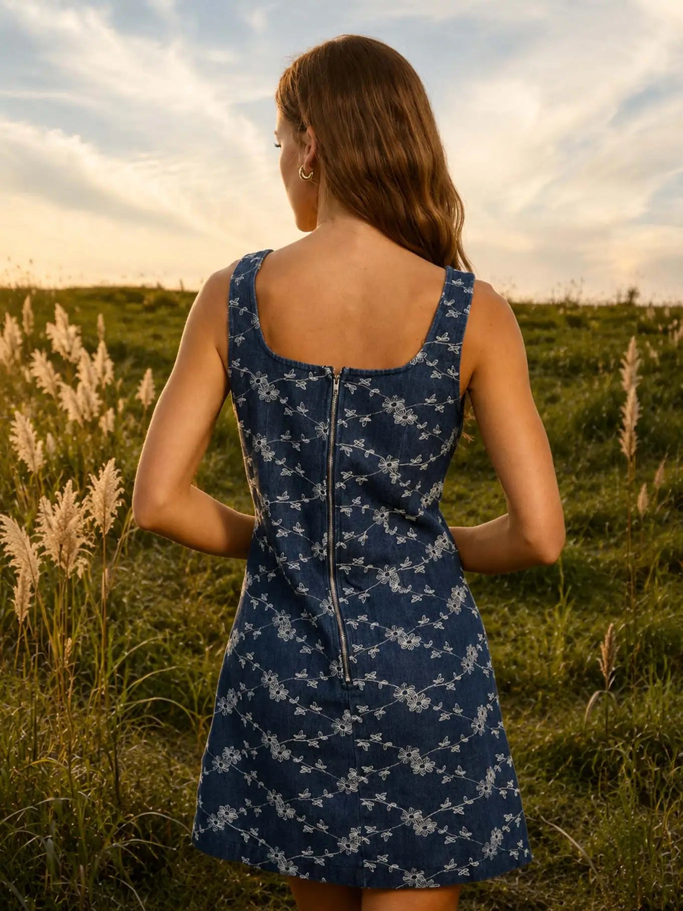 Floral Embroidery Mini Dress