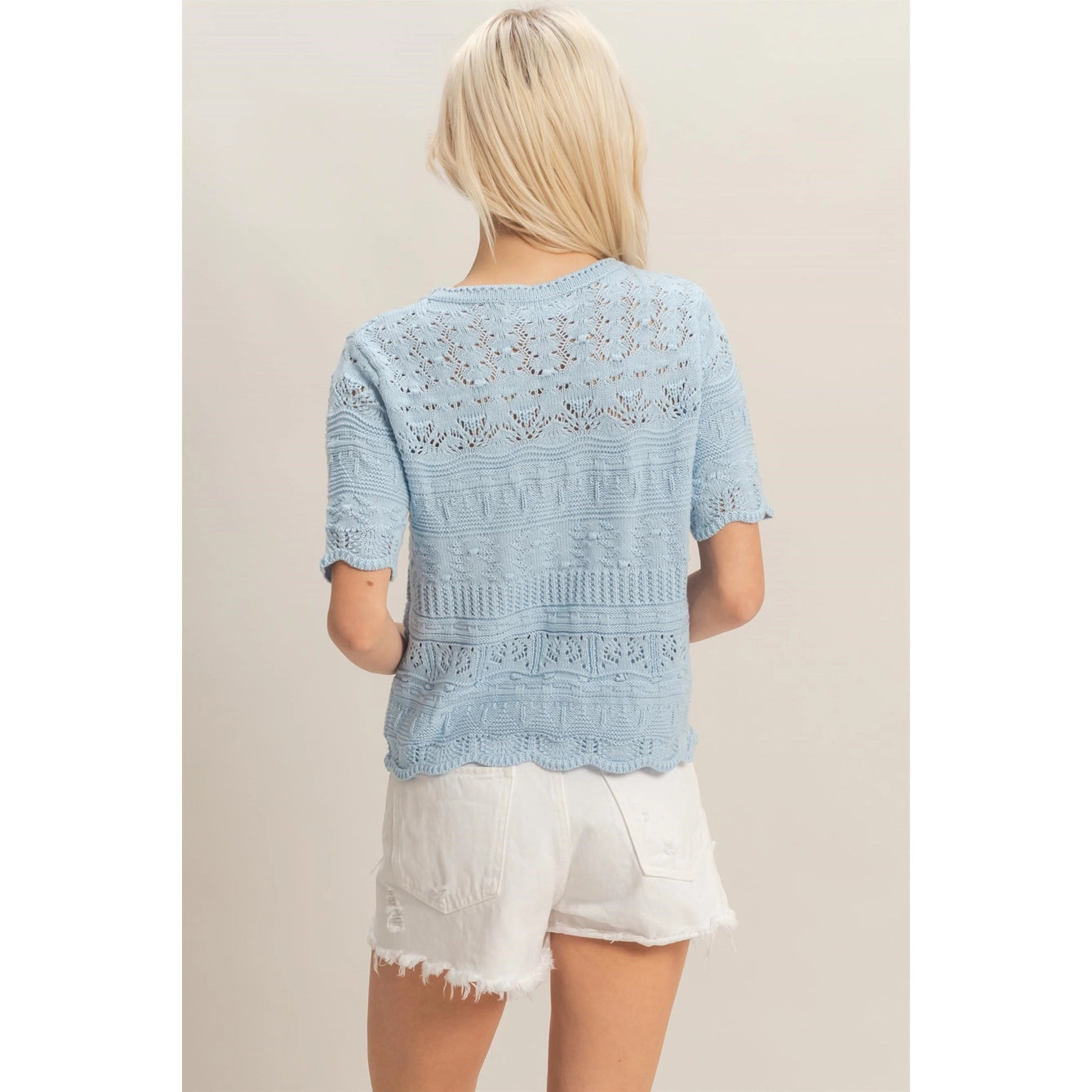 Textured Pointelle Knit Top