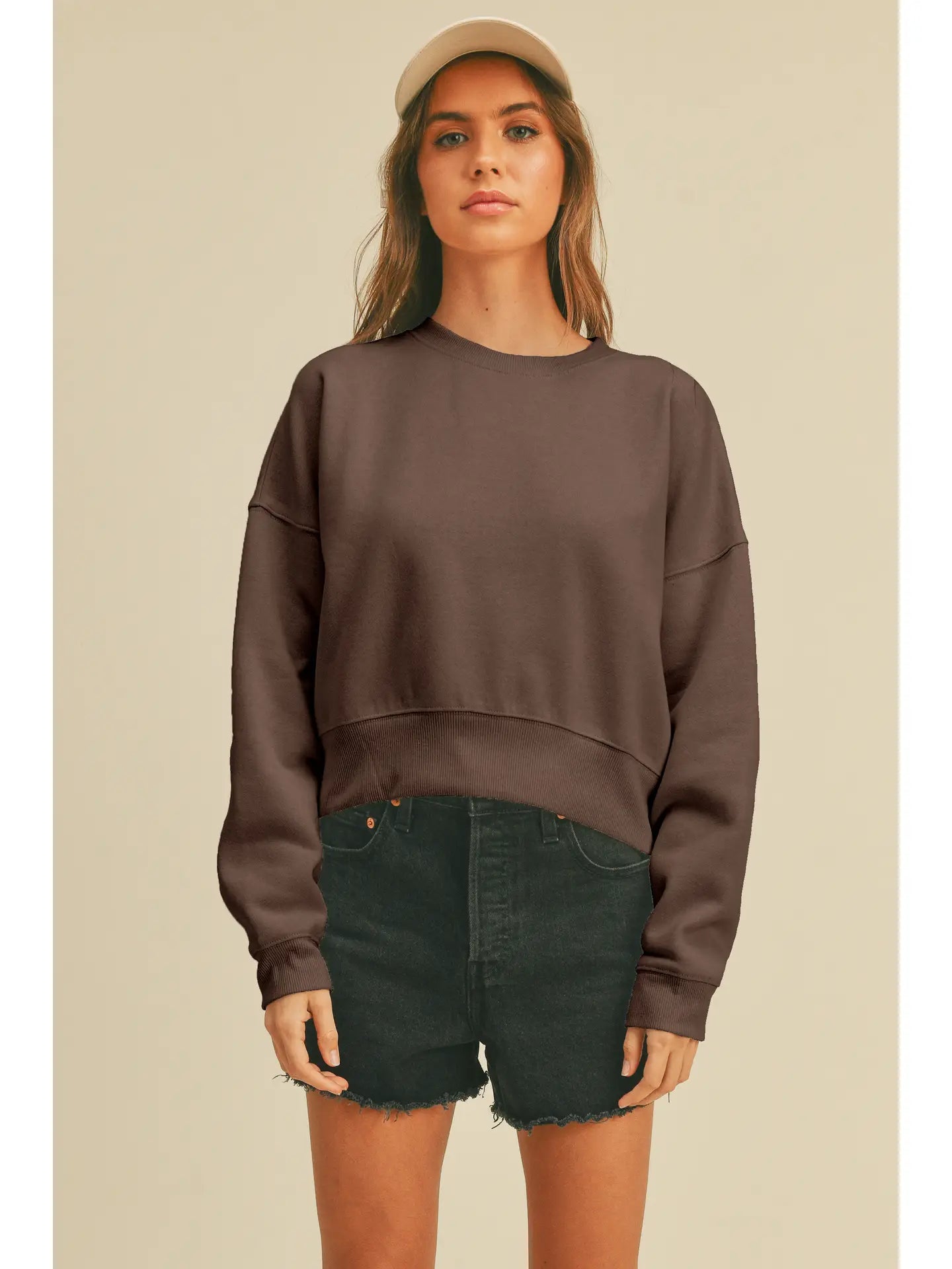 Cropped Long Sleeve Sweatshirt