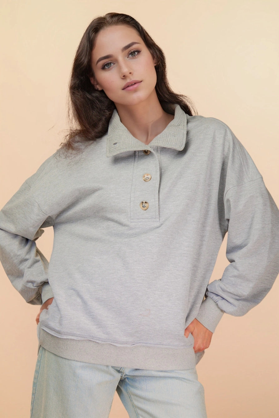Mock Neck Mineral Washed Top