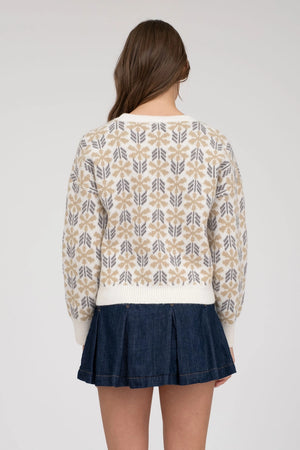 Geo Floral Pattern Sweater