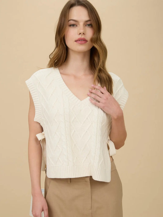 Cable Knit Side Tie Sweater Vest