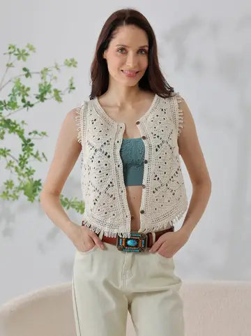 Crochet Button Down Vest