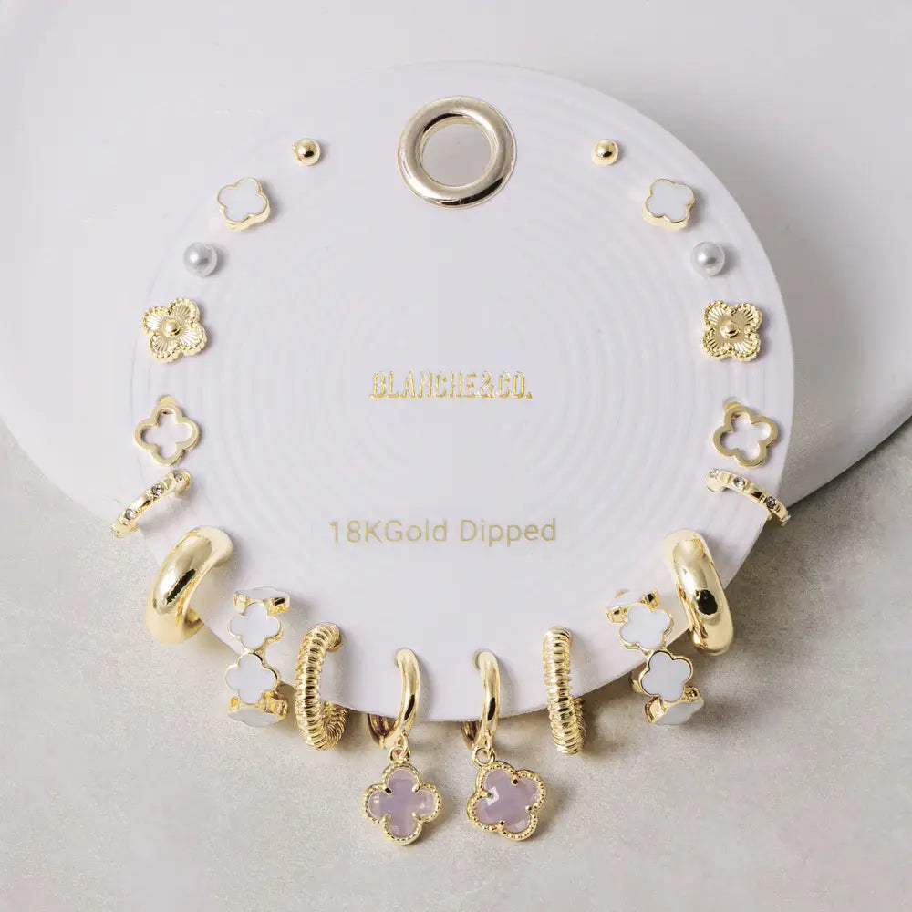Clover Charm Earring Set