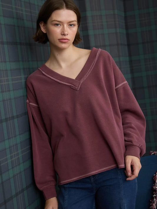 Reverse Stitch Long Sleeve Knit Top