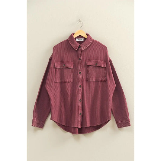 Mineral Washed Button Up Shacket