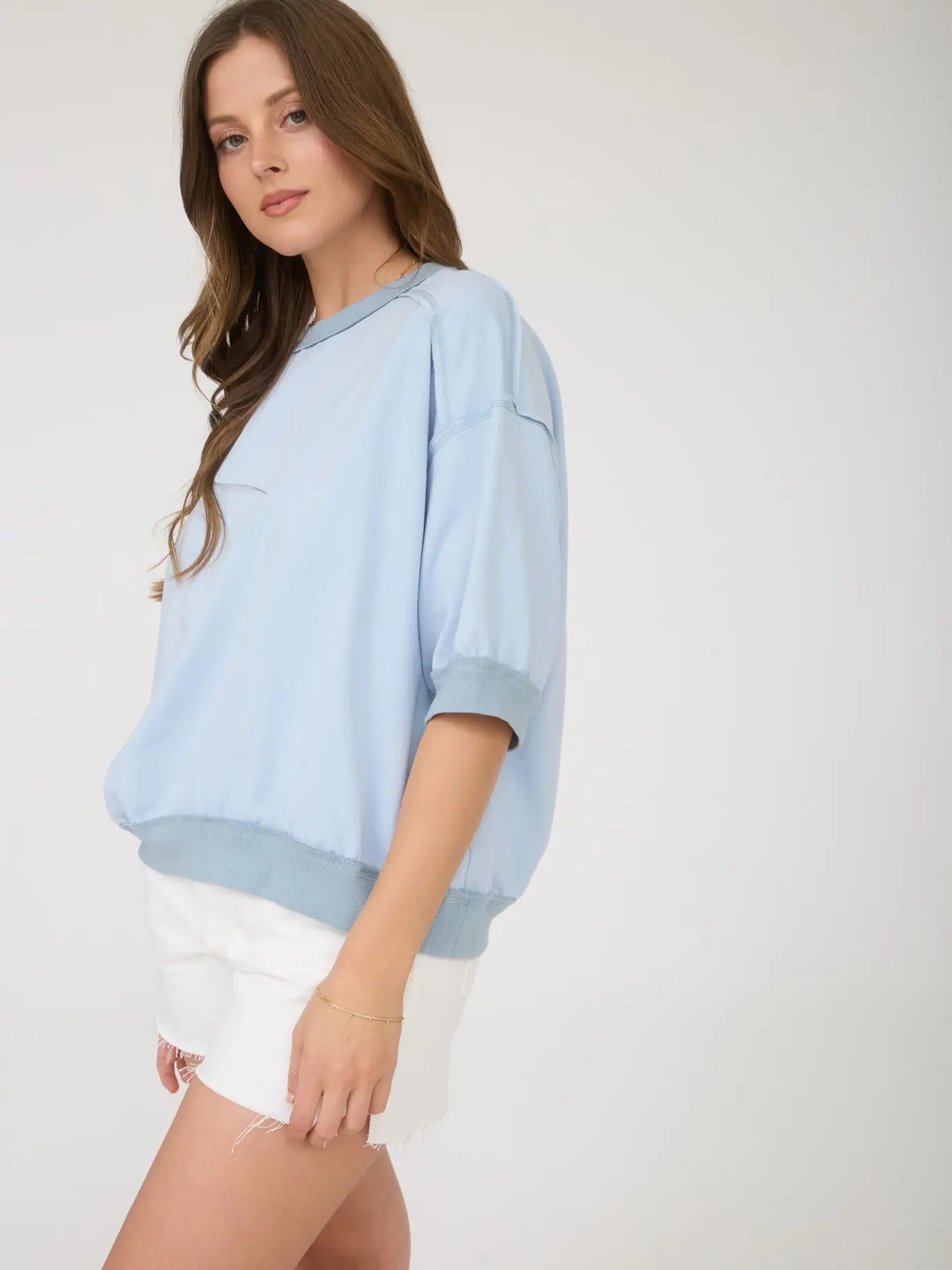 Contrast Trim Short Sleeve Top