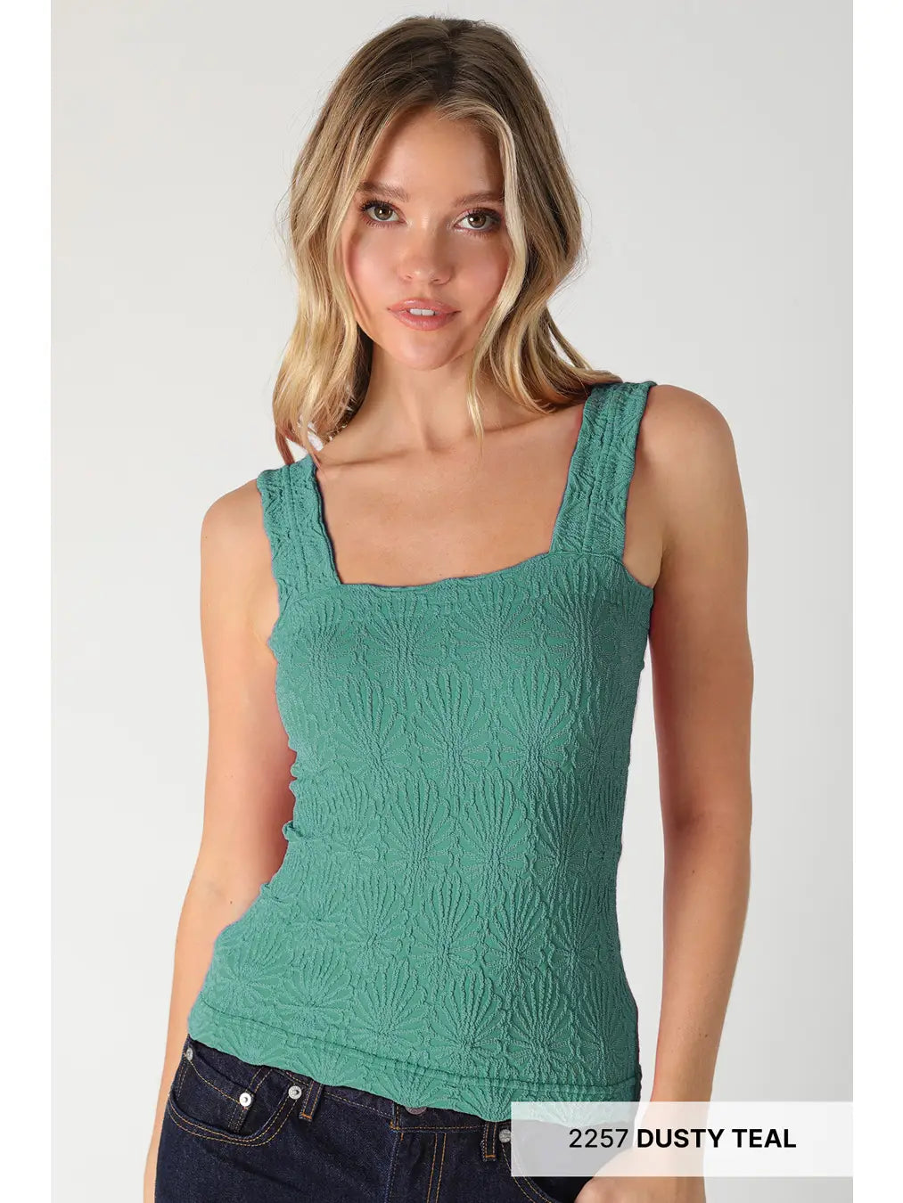 Textured Square Neck Top