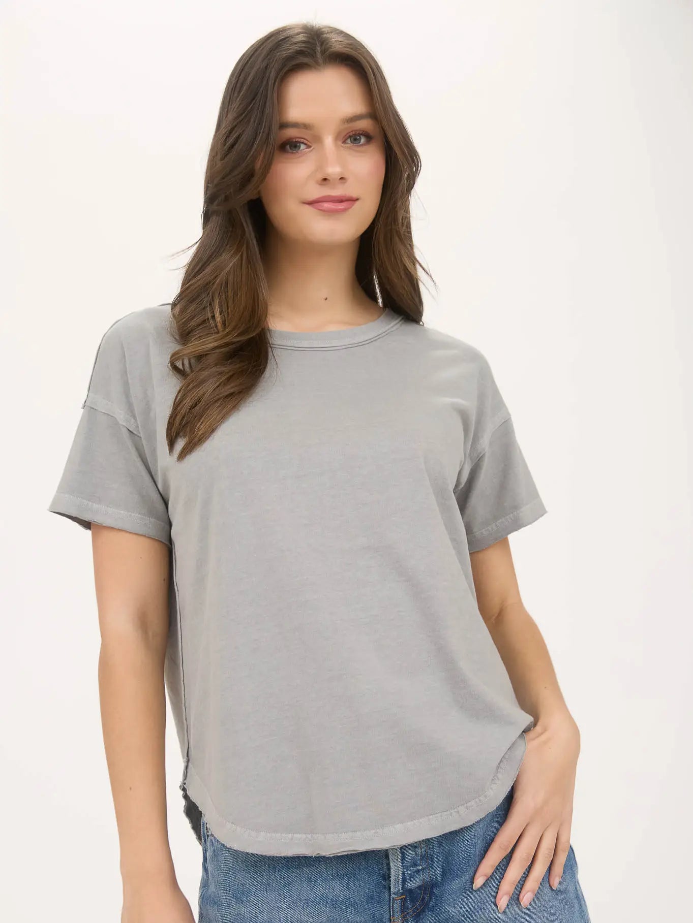 Exposed Seam Short Sleeve Top