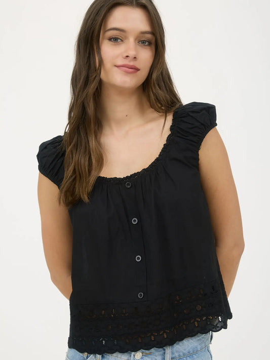 Eyelet Lace Black Blouse
