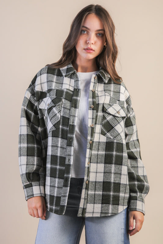 Oversized Checkered Flannel Jacket