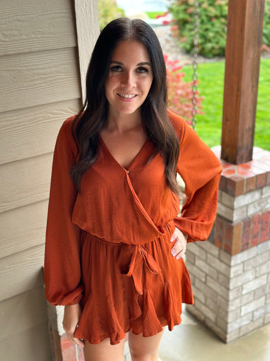 Satin Rust Romper
