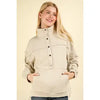 Mineral Washed Button Sweatshirt-Beige