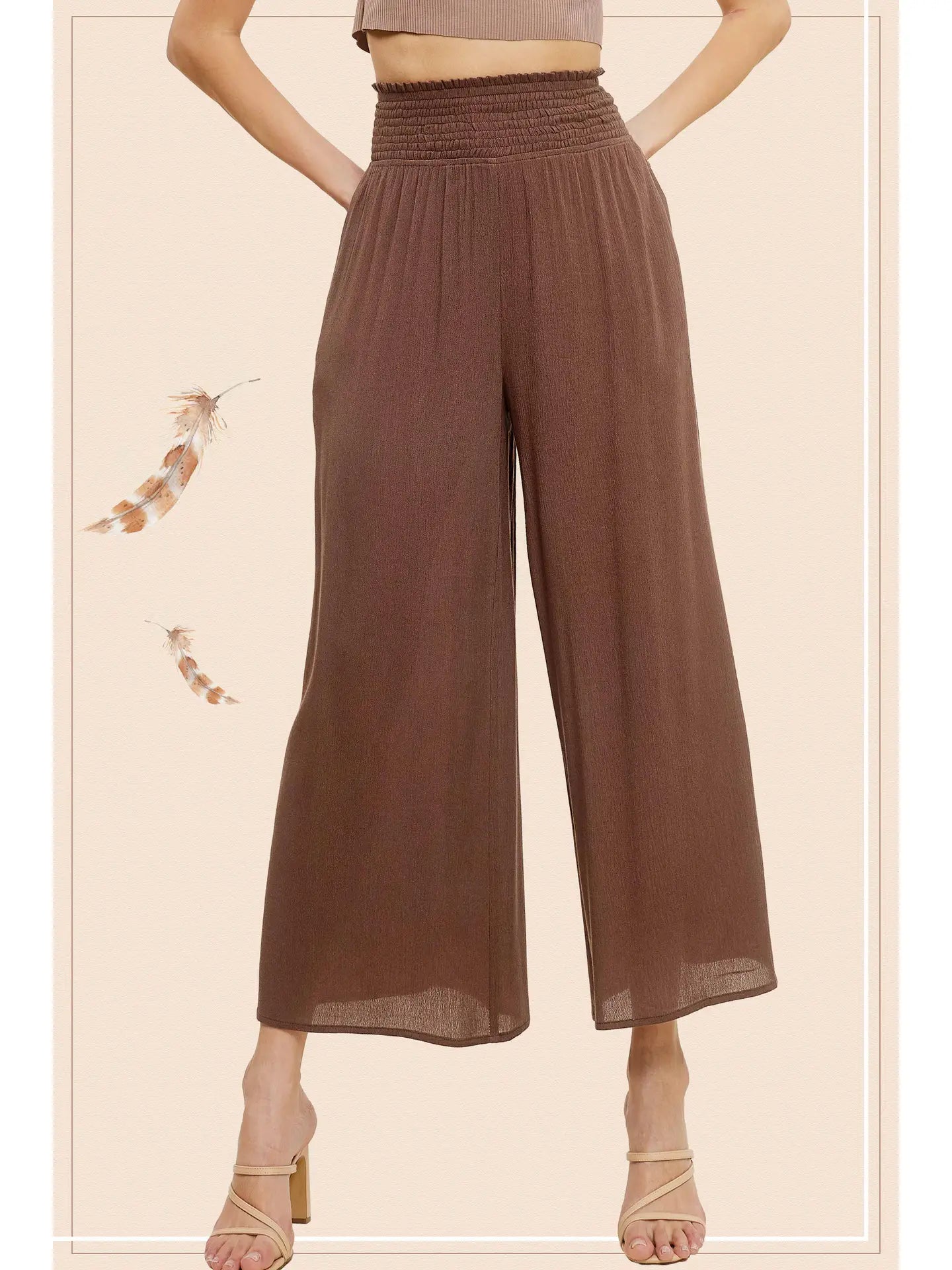 Smocked Waist Pants with Pockets
