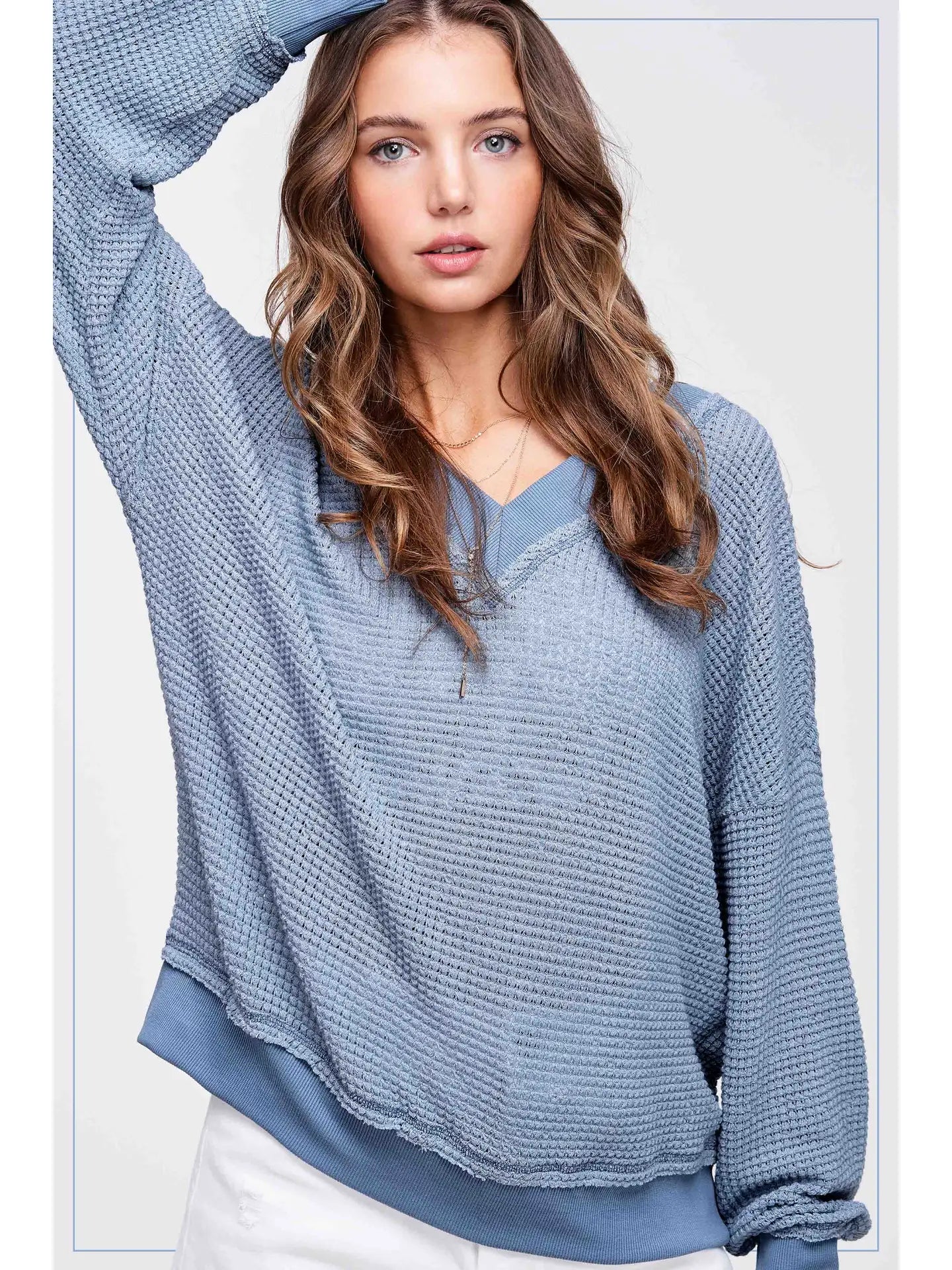 Waffle Textured Long Sleeve Top