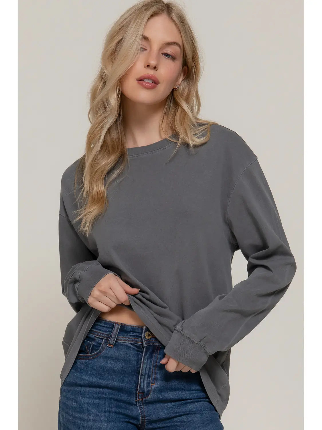 Long Sleeve Garment Dye Tee