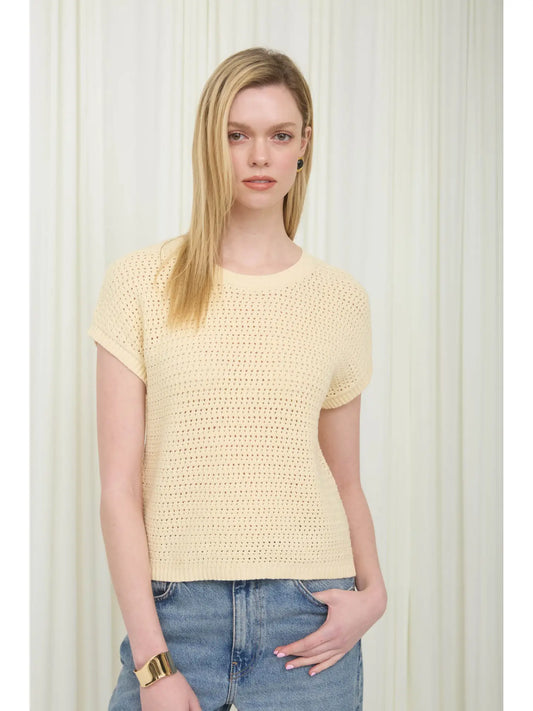 Light Yellow Sheer Knit Pullover
