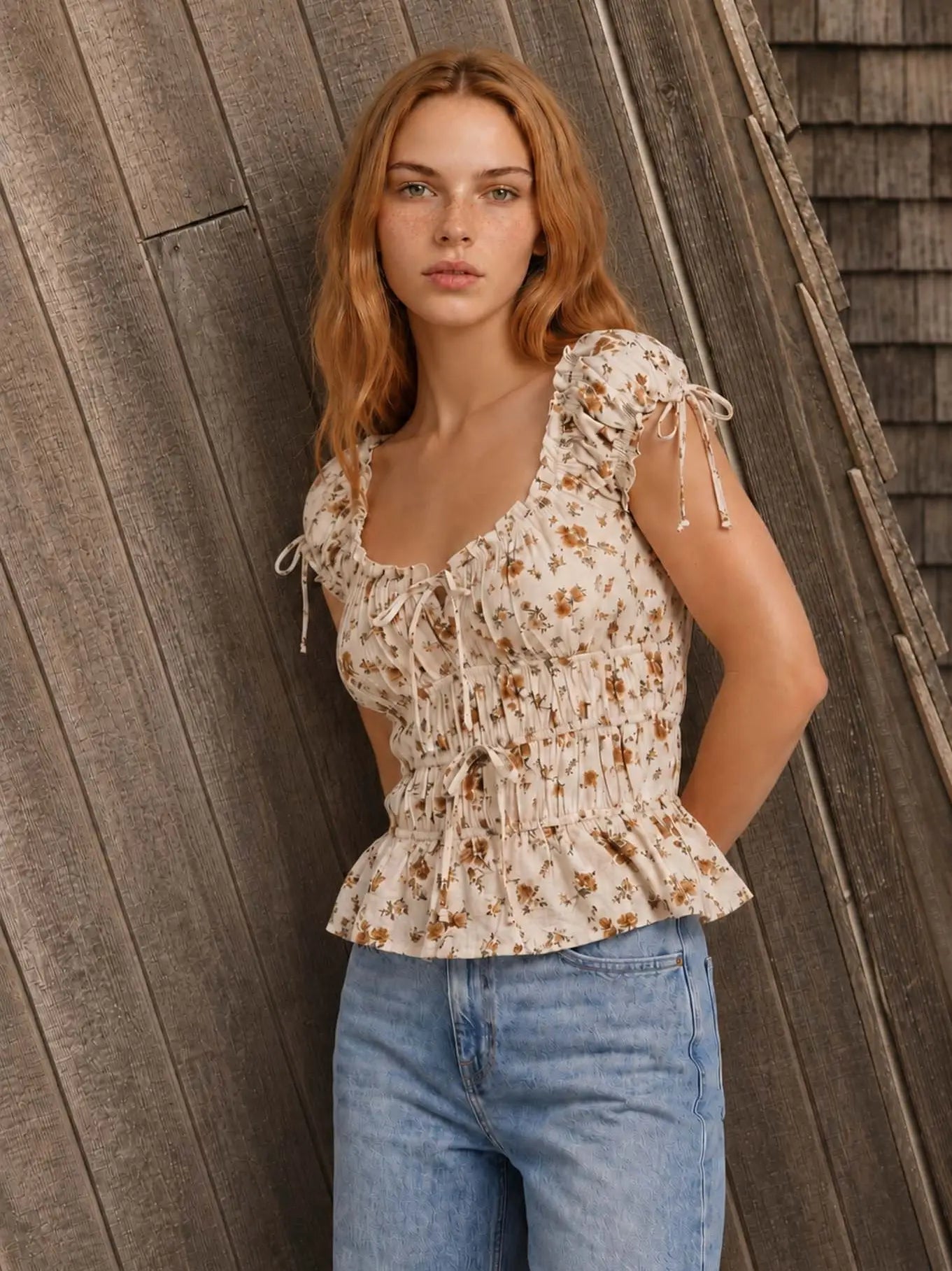 Floral Front Tie Top