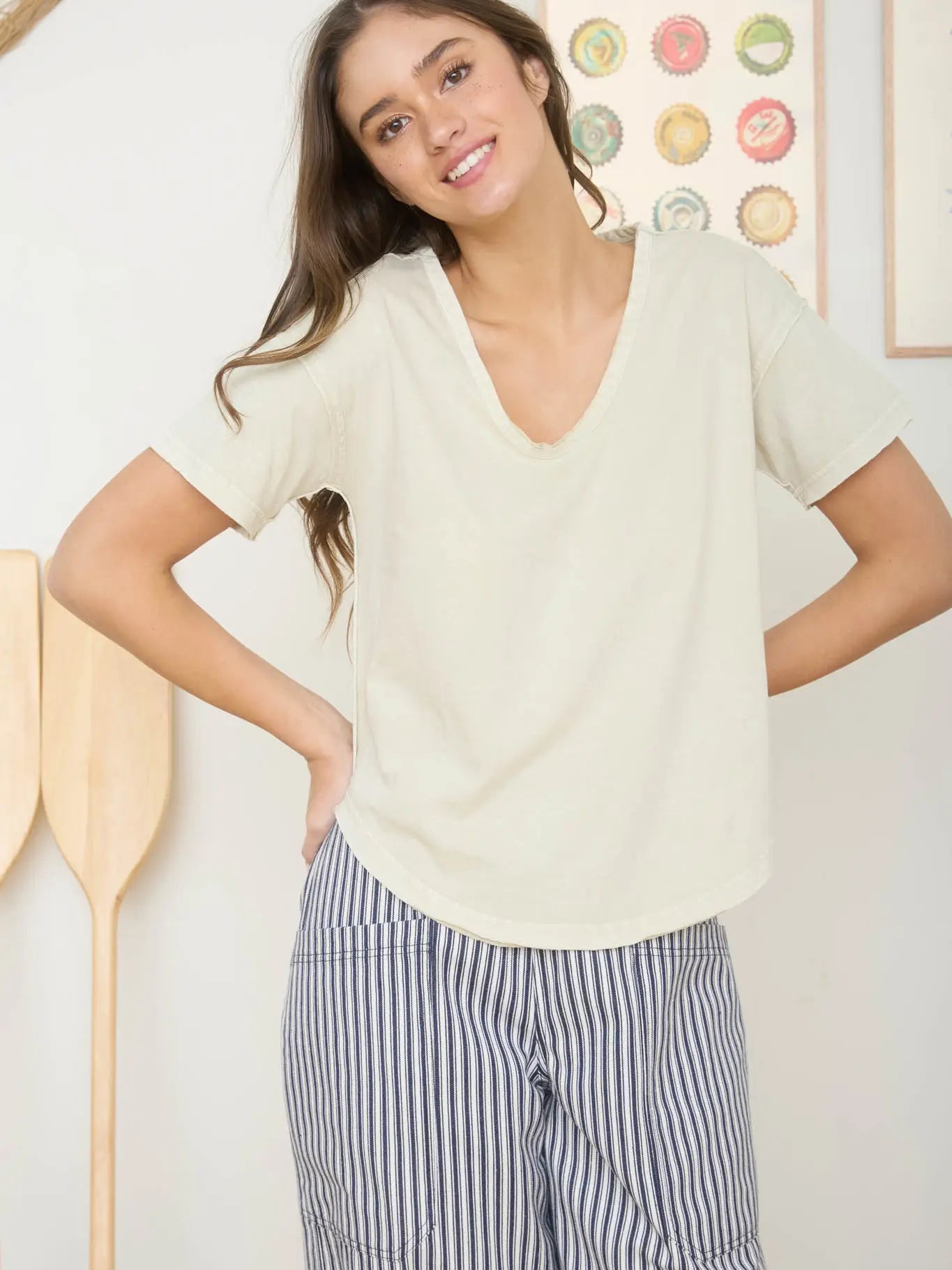 Washed Scoop Neck Tee