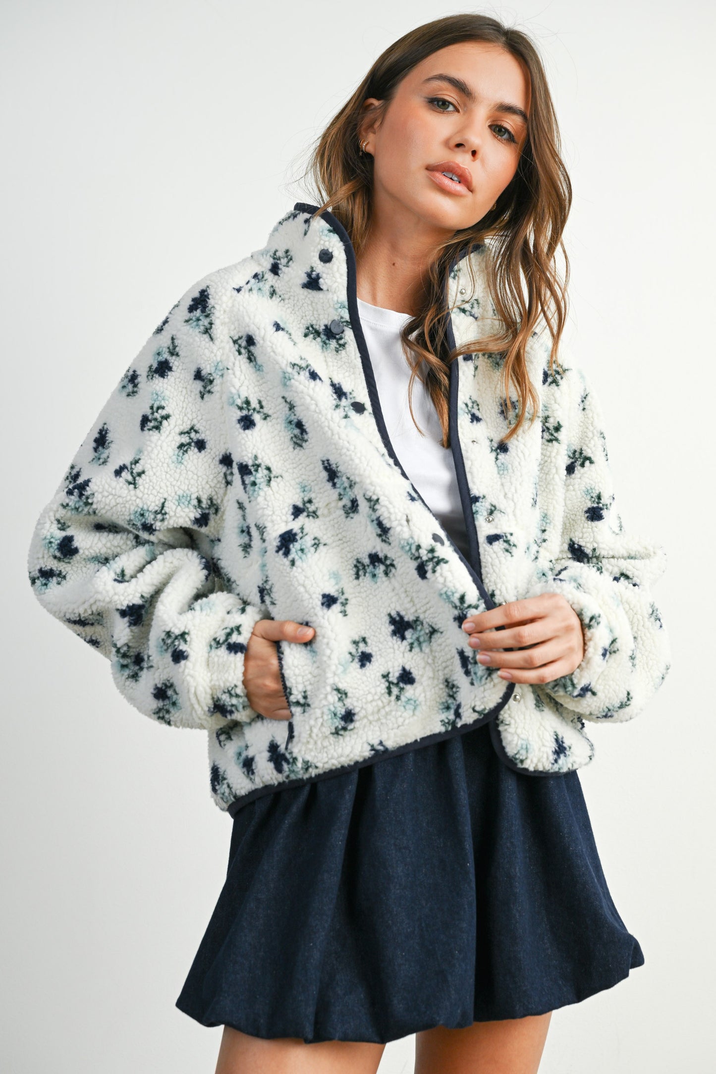 Floral Print Fleece Jacket