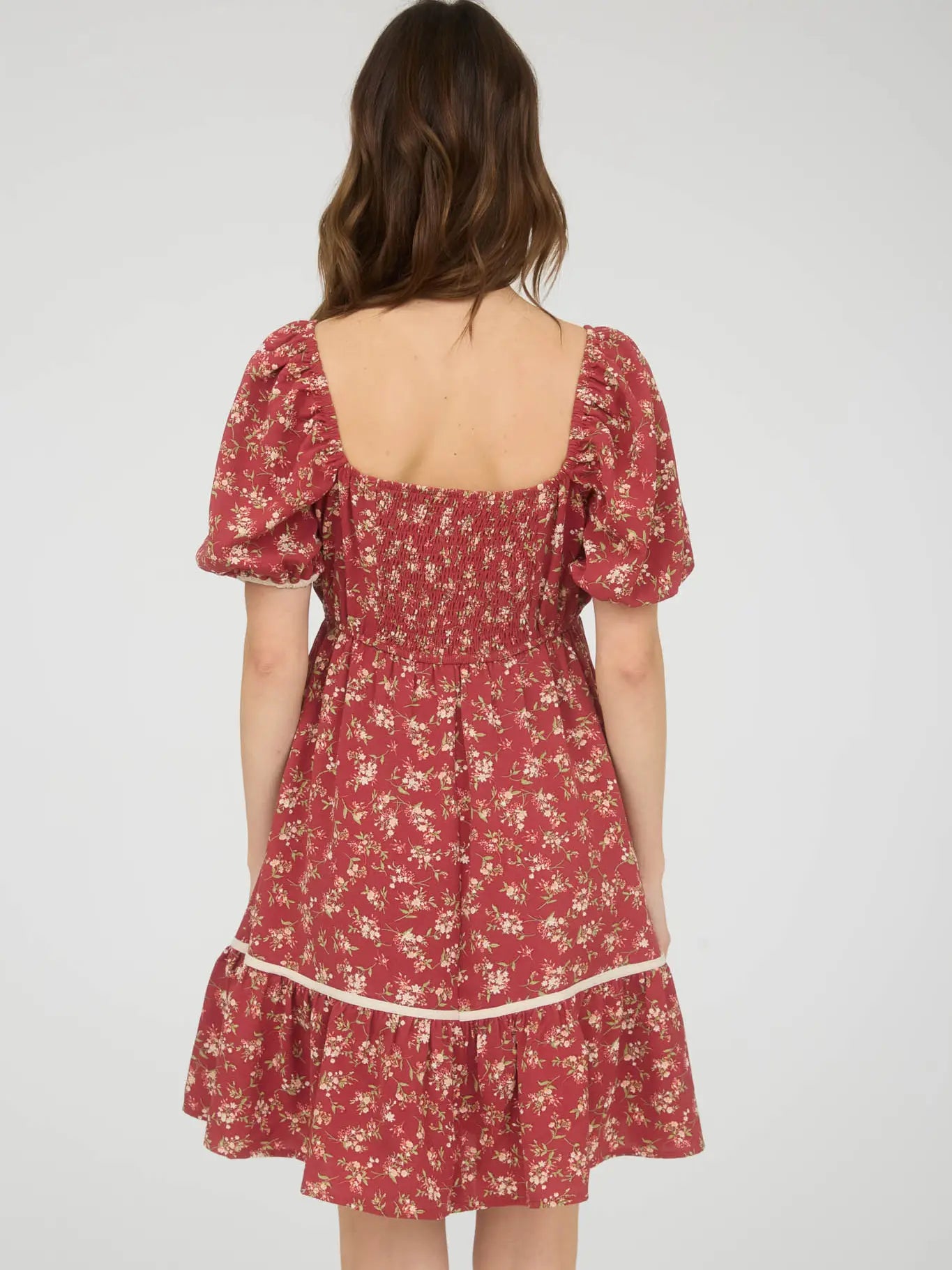 Floral Puff Sleeve Mini Dress