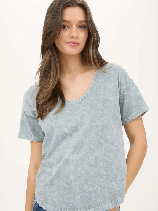 Washed Scoop Neck Tee