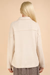 Textured Collared Henley Sweater-Cream