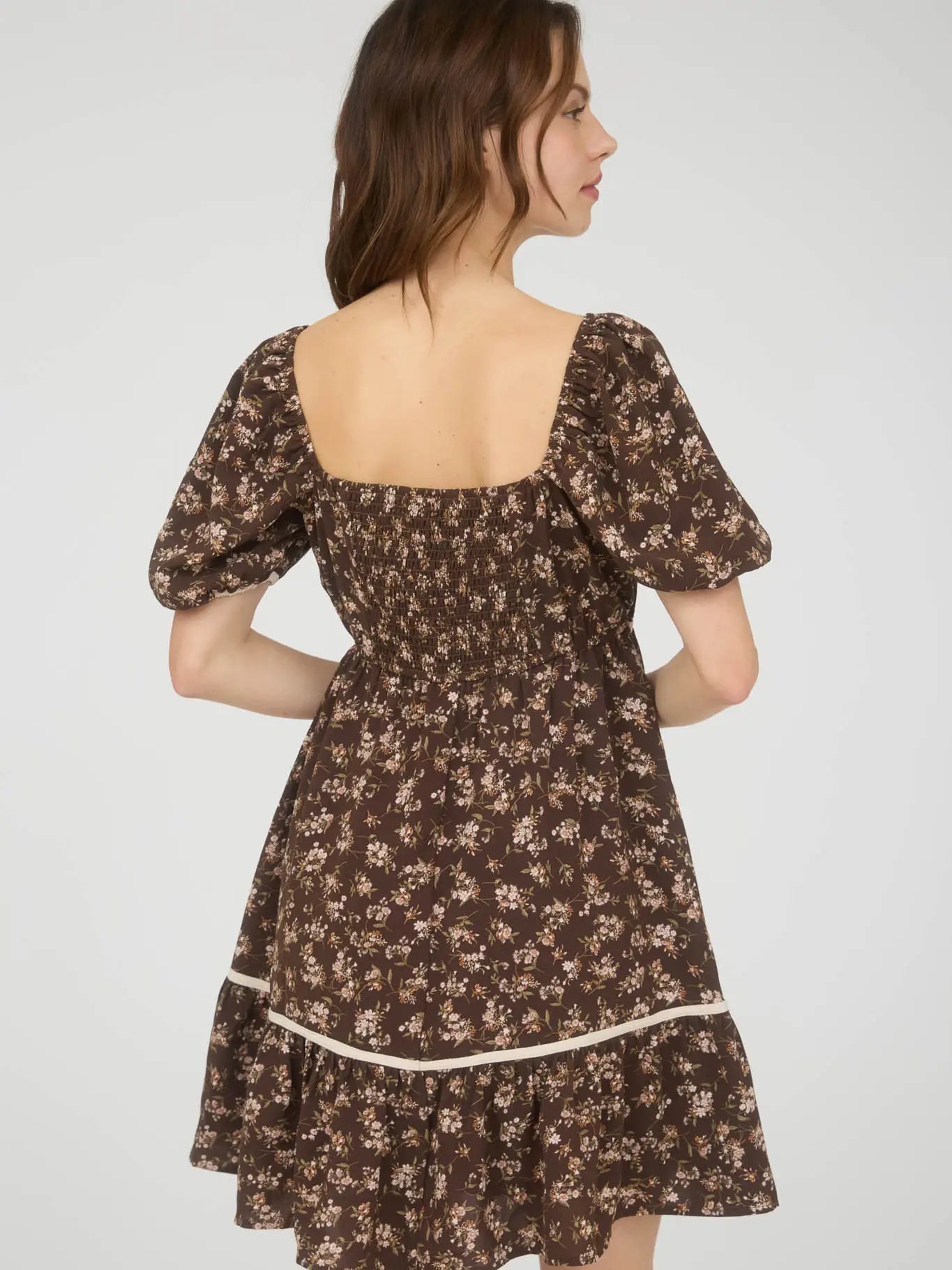 Floral Puff Sleeve Mini Dress