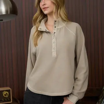 Mock Neck Half Snap