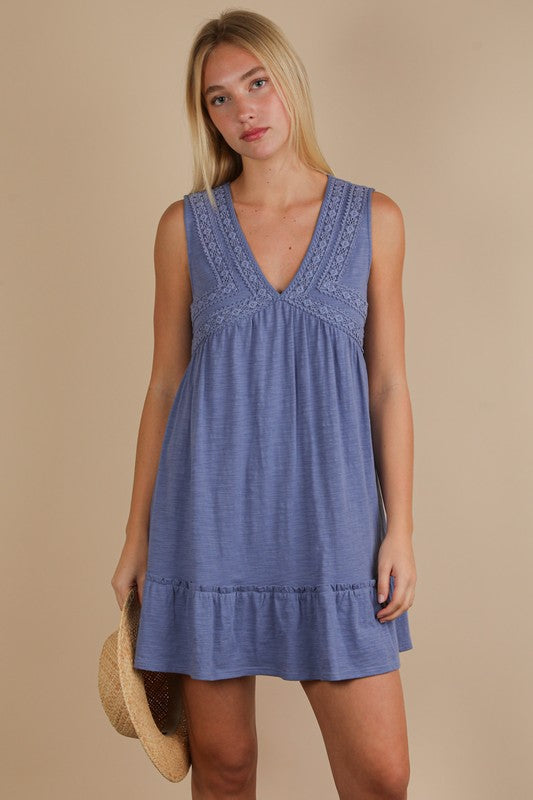 Trim Detail Navy Dress