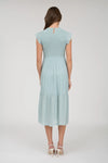 Smocked Tiered Midi Dress-Mint