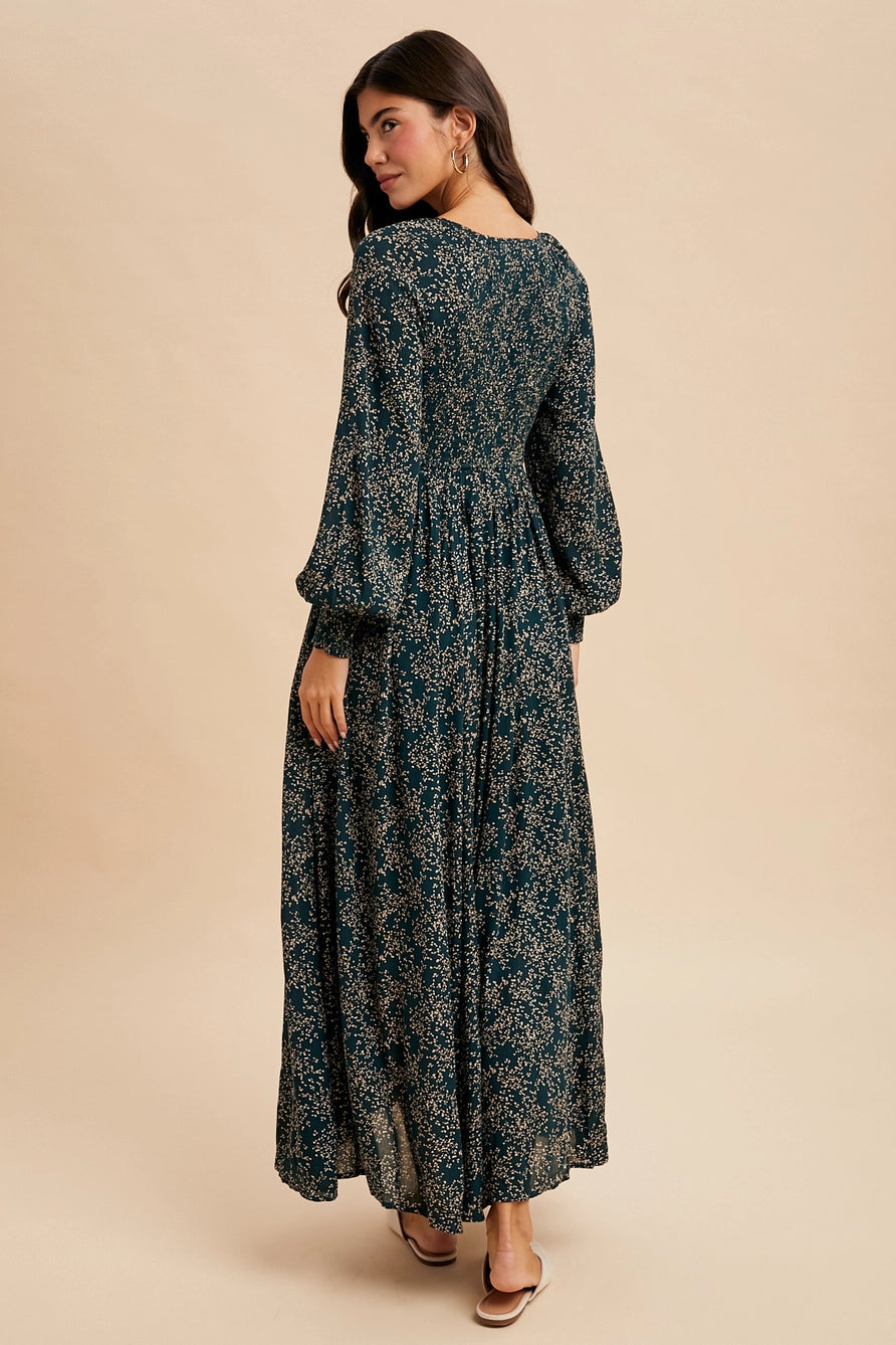 Smocked Floral Maxi Dress