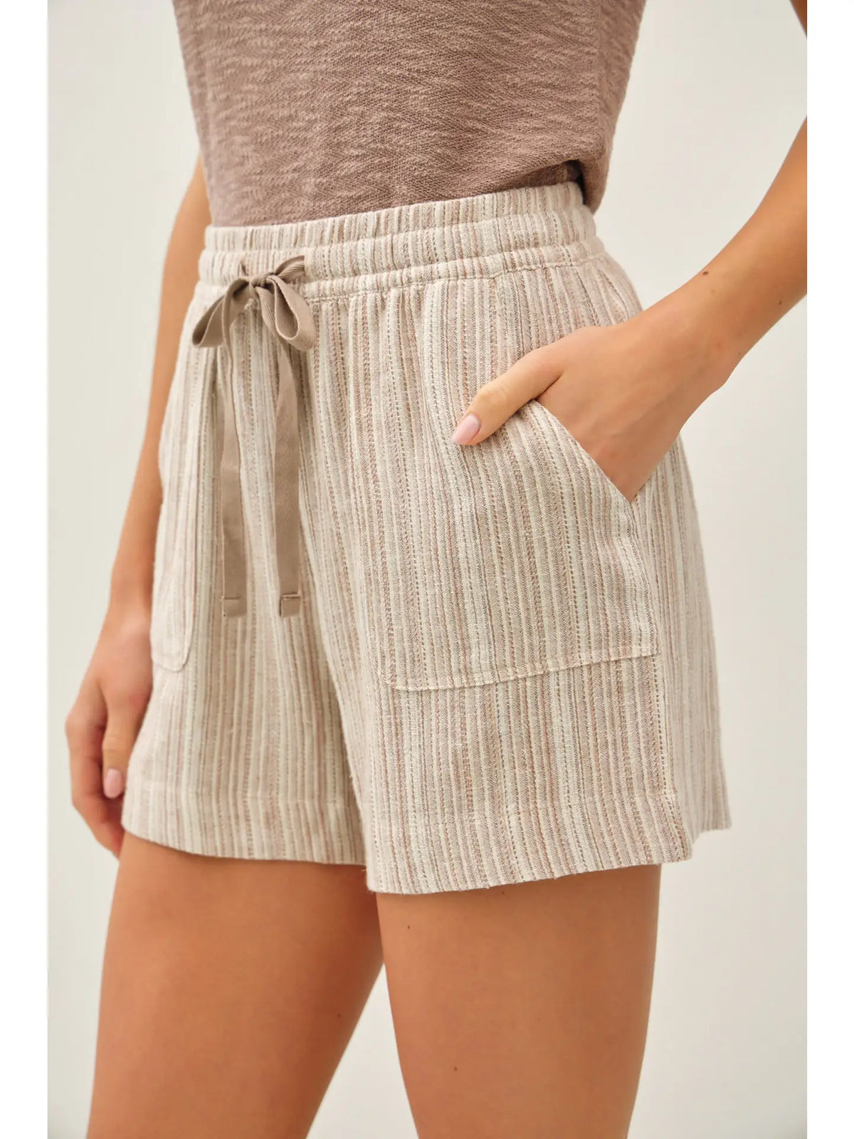 Striped Linen Blend Shorts
