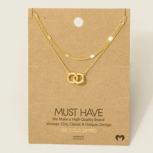 Layered Chain Link Charm Necklace