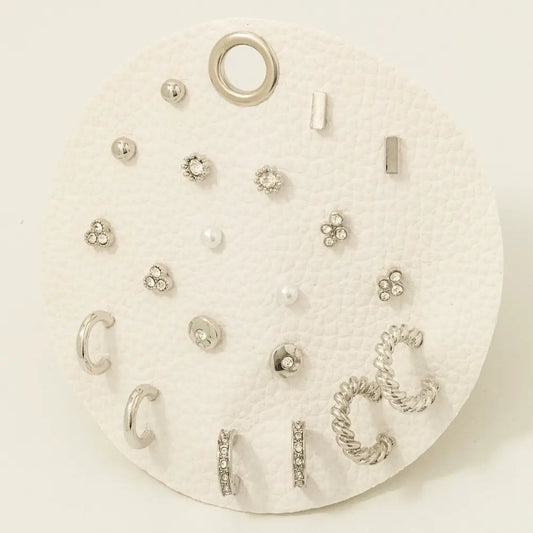 Pearl and Gem Assorted Earring Set